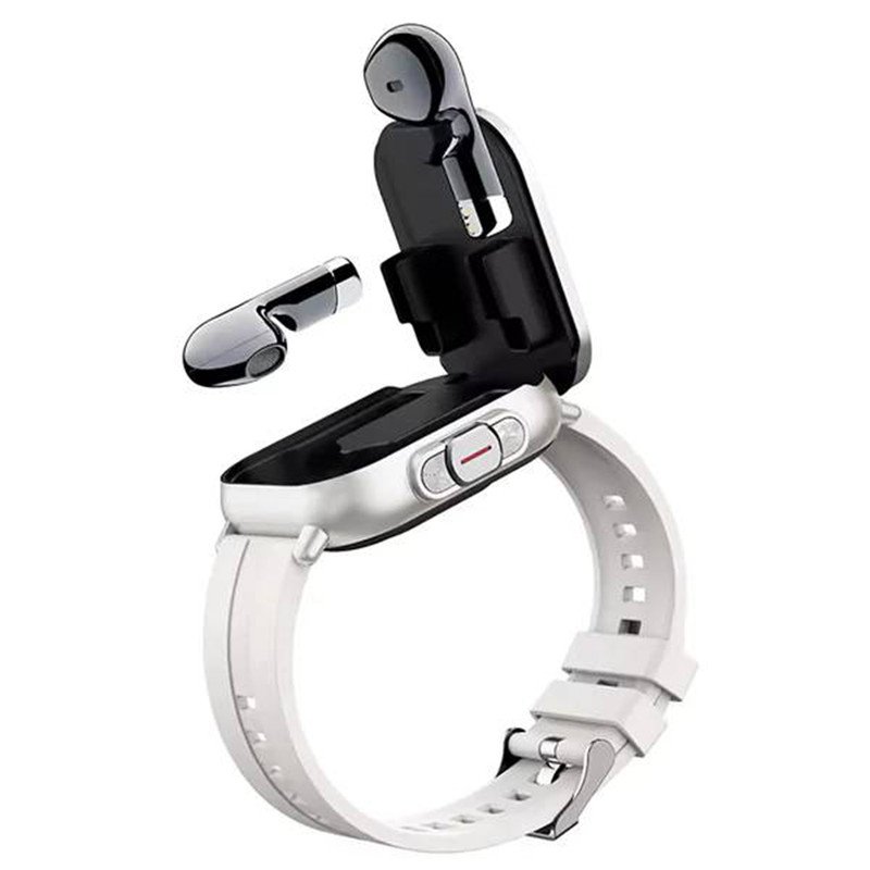 ساعت هوشمند 45 میلی‌متری مدل D8 2-in-1 Smart Watch with Wireless Bluetooth Headset با بند پلاستیکی، سازگار با سیستم عامل iOS و Android، به همراه هدفون بلوتوثی نویزکنسلینگ