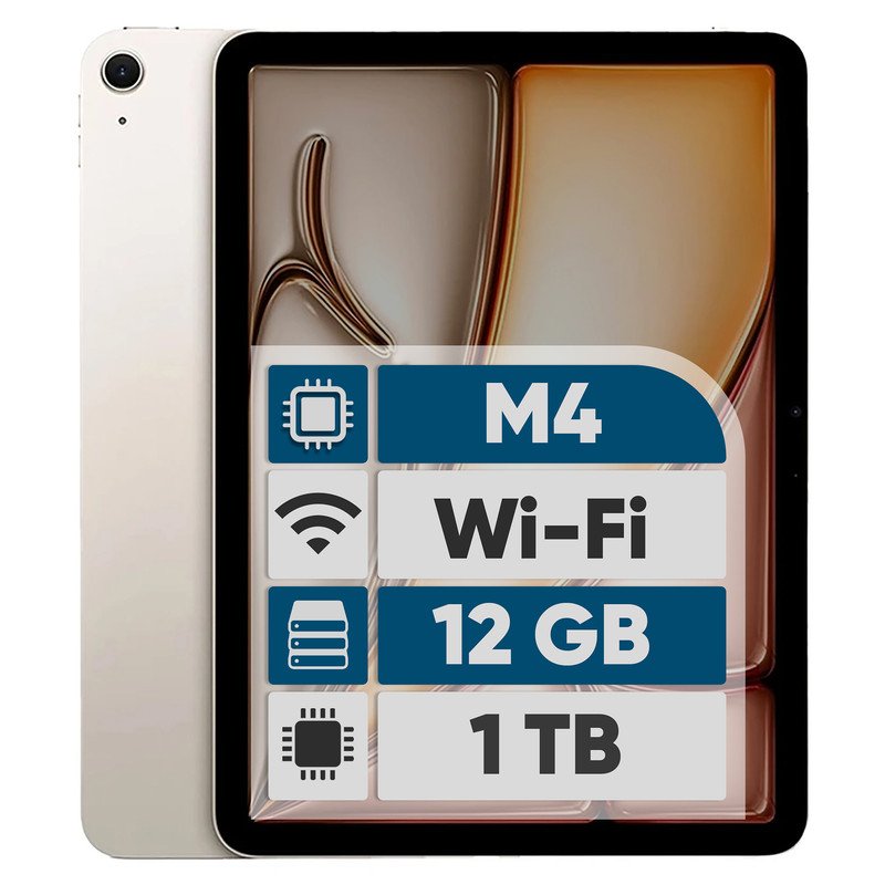 تبلت 13 اینچ اپل مدل iPad Air 2026 M4 Wi-Fi ظرفیت 1 ترابایت و رم 12 گیگابایت، رزولوشن دوربین اصلی ۱۲ مگاپیکسل، پشتیبانی از قلم و کیبورد 