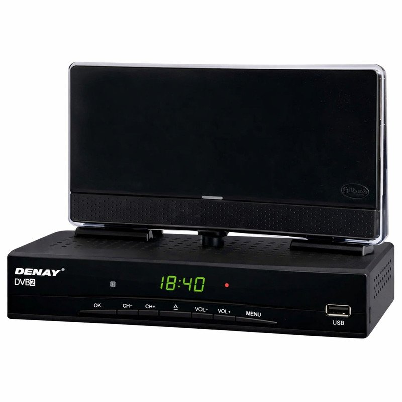 گیرنده دیجیتال دنای مدل HEVC-FULL HD به همراه آنتن رومیزی سیما باخ