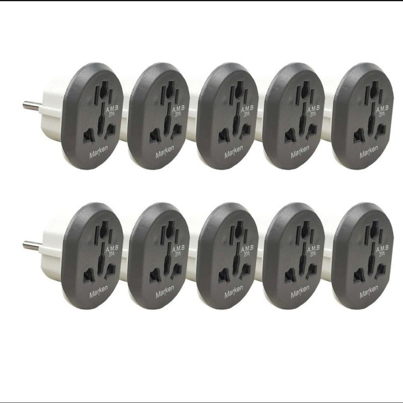 دوشاخه تبدیل سه به دو مدل 20 آمپر ارتدار بسته 10 عددی