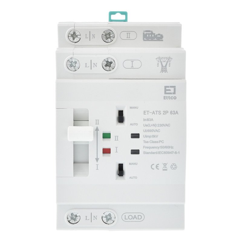 سوییچ انتقال خودکار اتکو مدل دوگانه قدرت 63 آمپرکد ET-ATS-2P-63A 
