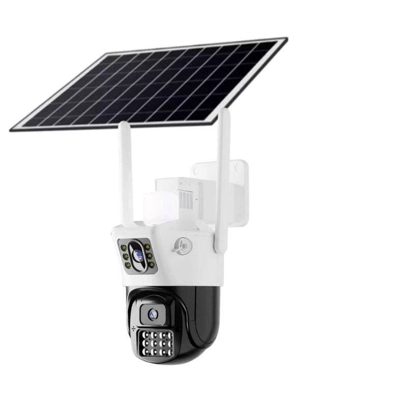 دوربین مداربسته تحت شبکه 4G V380pro مدل سیمکارتی 2لنز پنل خورشیدی 