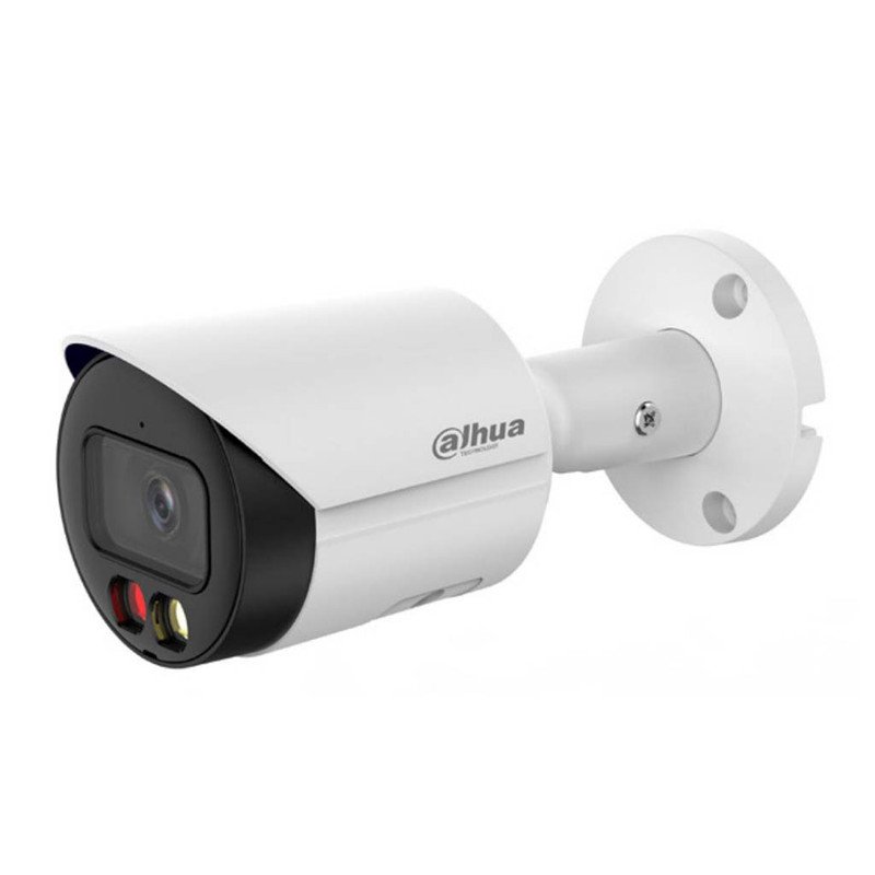 دوربین مداربسته بولت داهوا مدل DH-IPC-HFW2449S-S-LED 4 مگاپیکسل با لنز ثابت 2.8 و 3.6 میلی‌متری، دیددرشب رنگی 30 متر، میکروفن داخلی، پشتیبانی از کارت حافظه 256 گیگ، استاندارد حفاظتی IP67، فناوری WDR، HLC، BLC، Smart Moti