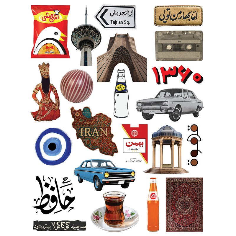 استیکر لپ تاپ و موبایل طرح نوستالژی کد N51003 مجموعه 22 عددی