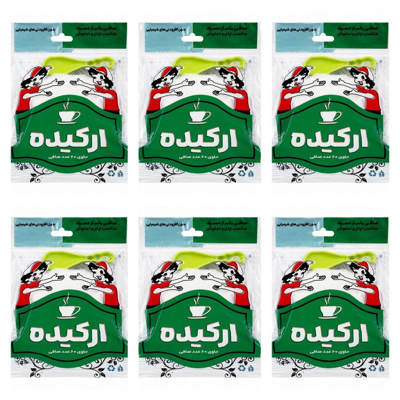 فیلتر چای ارکیده مدل کیسه ای 6 بسته 60 عددی به همراه قاشق چای