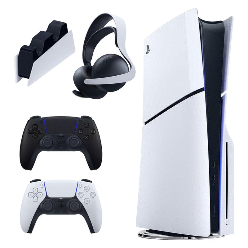 کنسول بازی سونی مدل PlayStation 5 Slim ظرفیت یک ترابایت ریجن 2016A اروپا به همراه دسته اضافی و پایه شارژر و هدست Elite