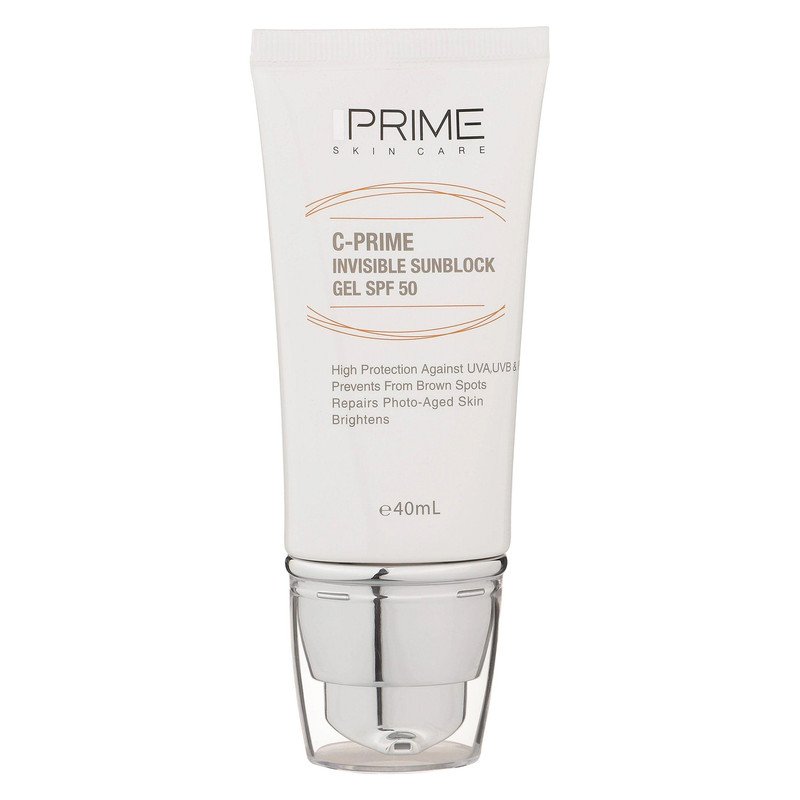 ژل ضدآفتاب بی‌رنگ پرایم SPF50 مدل C-Prime مناسب برای انواع پوست، حجم 40 میلی‌لیتر