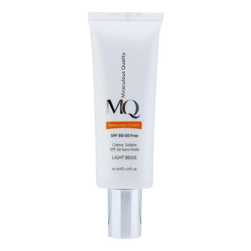 کرم ضدآفتاب رنگی ام کیو SPF50 مدل LIGHT BEIGE، مناسب پوست‌های چرب، حجم 55 میلی‌لیتر