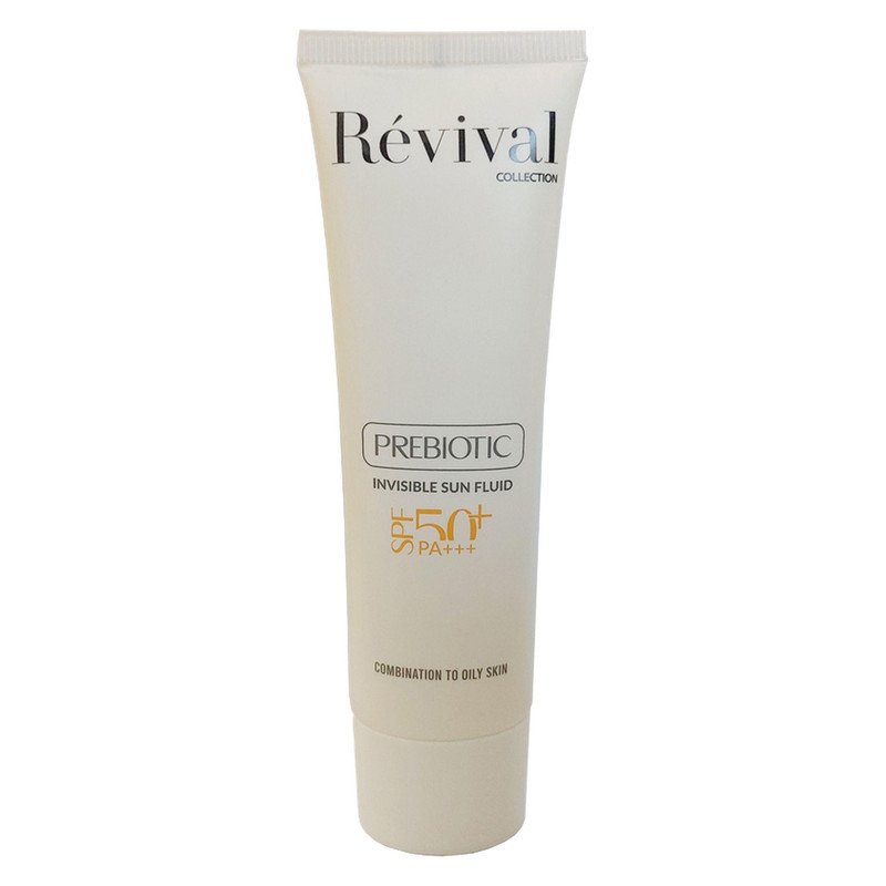 فلوئید ضد آفتاب بدون رنگ کلکسیون رویوال spf 50 مدل PREBIOTIC مناسب پوست های چرب و مختلط حجم 50 میلی لیتر