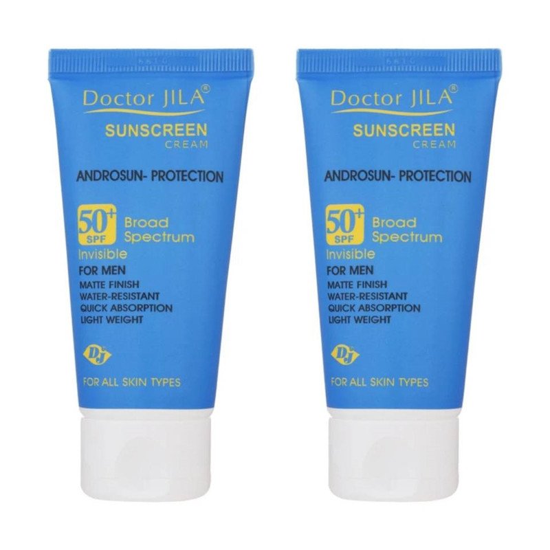 کرم ضد آفتاب بدون رنگ آقایان دکتر ژیلا SPF 50 مدل Androsun ‌محافظ UVA/UVB مناسب انواع پوست وزن 50 گرم مجموعه دو عددی