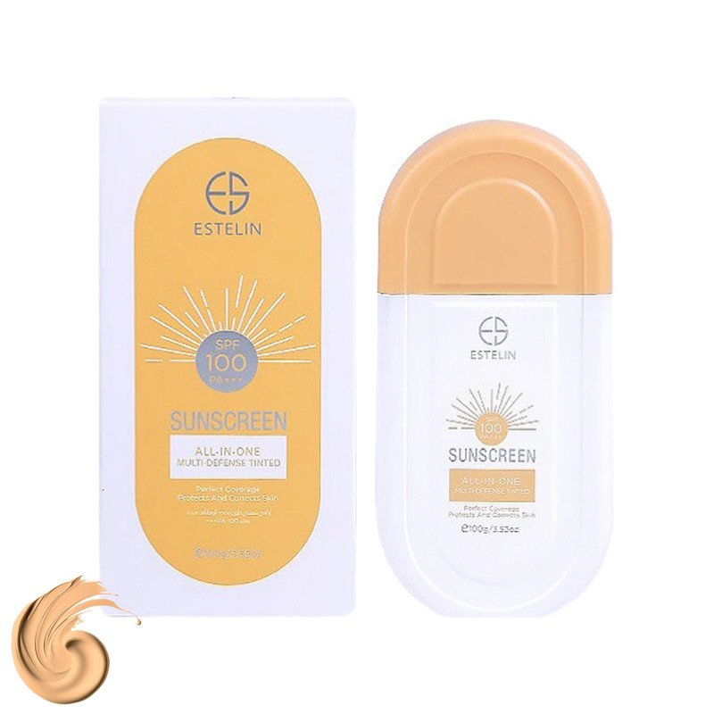 کرم ضد آفتاب رنگی استیلن، SPF 100، مدل All-In-One، مناسب انواع پوست با تنالیته متوسط و حجم  100 میلی‌لیتر،  ضدآب، محافظت‌کننده در برابر  اشعه‌های UVA و UVB و مرطوب‌کننده، PA+++، آبرسانی عمیق و طولانی‌مدت پوست، با ماندگار