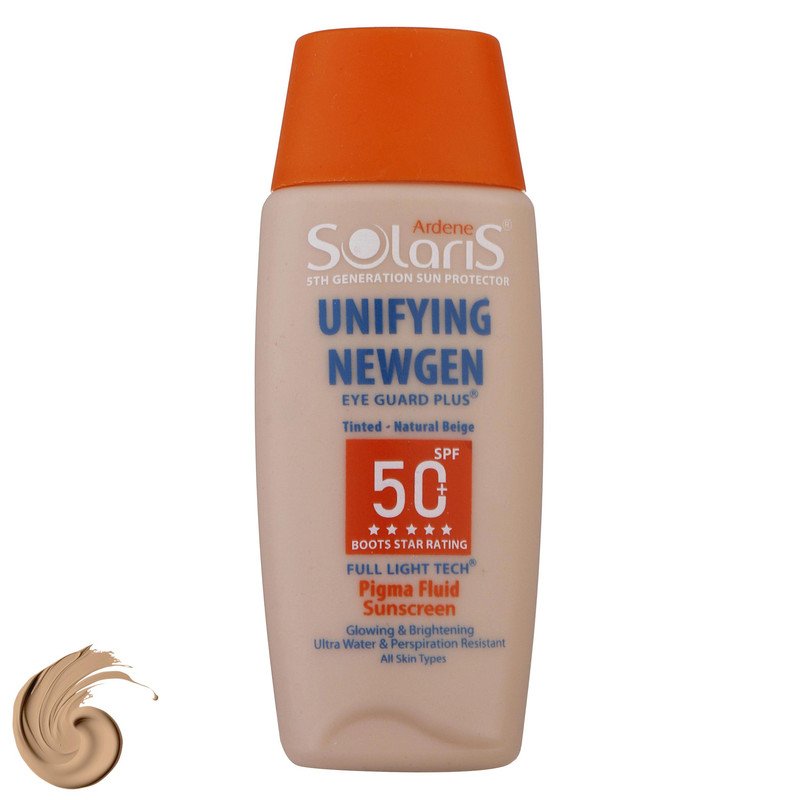 فلوئید ضدآفتاب رنگی آردن سولاریس +SPF50 مدل Unifying Newgen مناسب انواع پوست، حجم 75 میلی‌لیتر