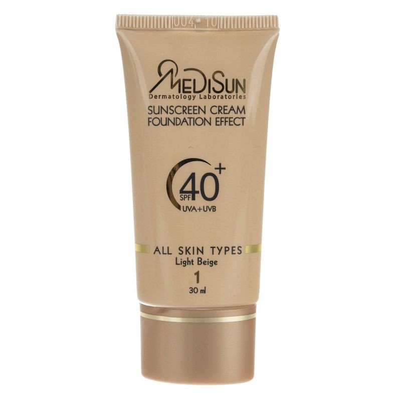 کرم ضد آفتاب رنگی مدیسان، SPF 40، مدل No1، مناسب انواع پوست با تنالیته متوسط و حجم 30 میلی‌لیتر، محافظت‌کننده در برابر اشعه‌های UVA و UVB، ضد چروک و پیری، دارای فرمولاسیون تیتانیوم دی اکساید و گلیسیرین، با ماندگاری 3 ساع