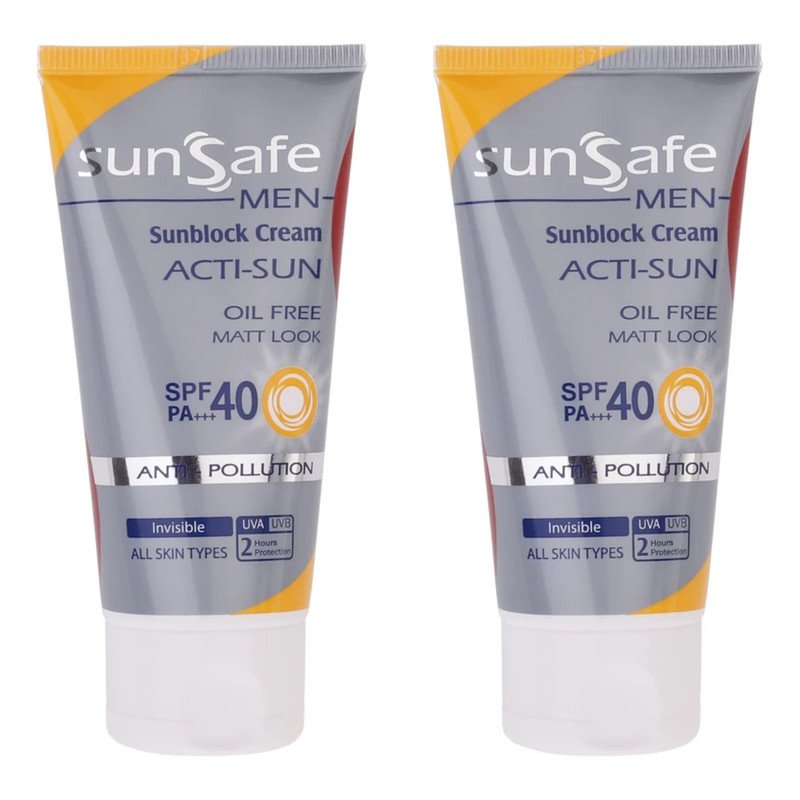کرم ضد آفتاب بی‌رنگ صورت سان سیف SPF 40 مدل ACTI-SUN مناسب برای انواع پوست حجم 50 میلی‌لیتر بسته ۲ عددی 