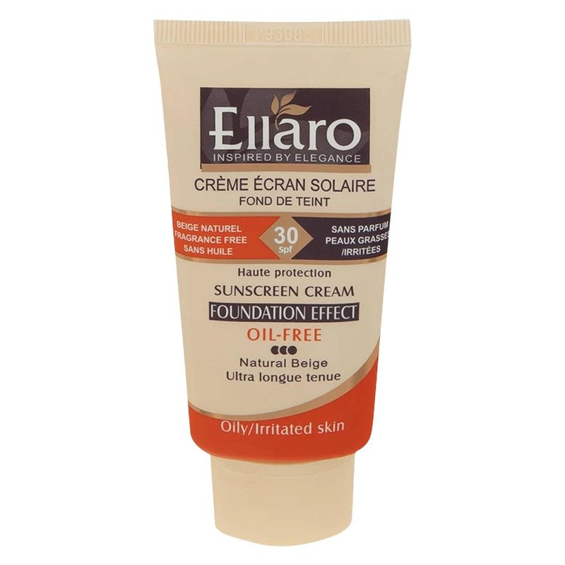 کرم ضد آفتاب رنگی الارو SPF30 سری Foundation Effect مدل Natural Beige محافظ UVB، مناسب پوست‌های چرب و حساس تحت لیسانس حجم 40 میلی‌لیتر